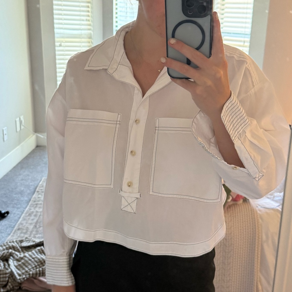 Pilcro White Button Down Shirt Relaxed Fit